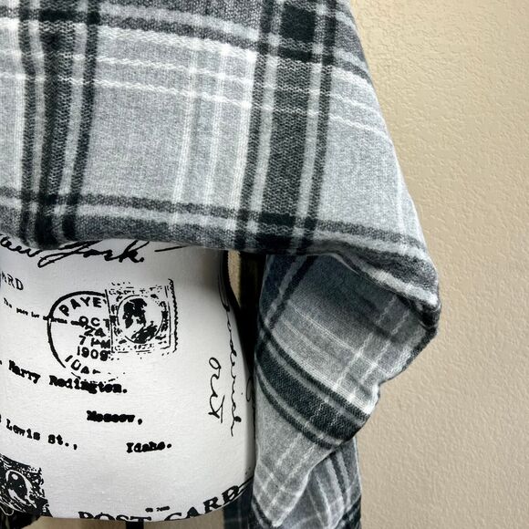 Zara Black Plaid Long Scarf Shawl Super Soft Long Thin Scarf Preppy baddie work - Picture 10 of 12